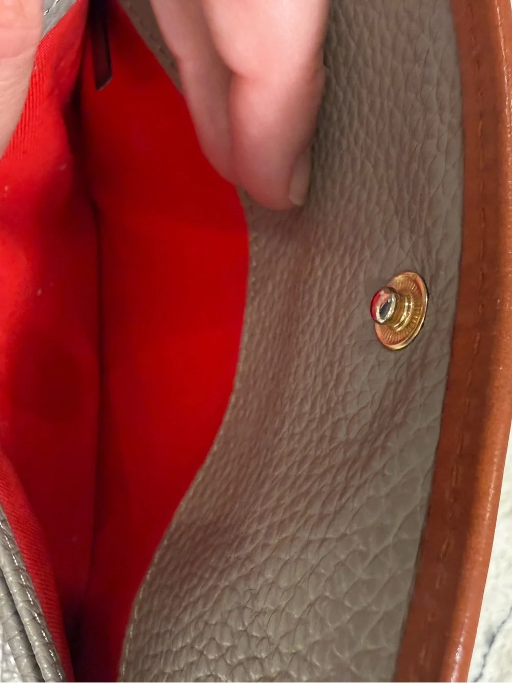 Dooney & Bourke Pebble Grain Continental Clutch Wallet in Gray with Tan Trim